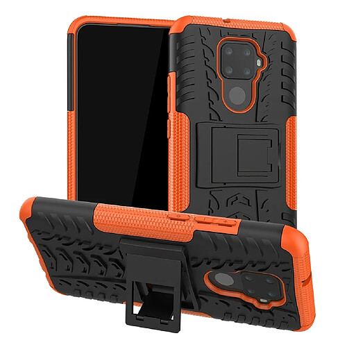 Wewoo Coque Renforcée Pour Huawei Nova 5i Pro Texture de pneu TPU + PC Antichoc avec support Orange