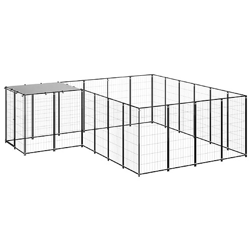 Helloshop26 Chenil extérieur cage enclos parc animaux chien 8,47 m² 110 cm acier noir 02_0000559