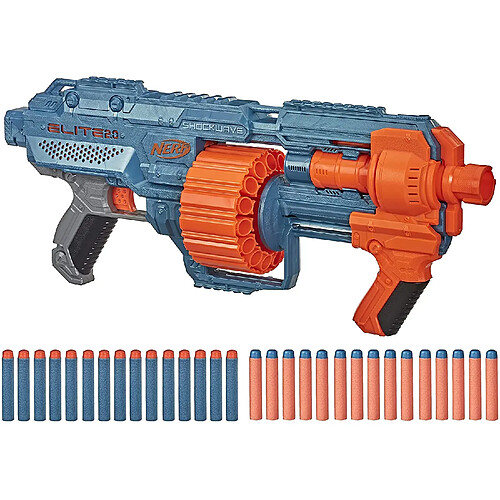 Nerf pistolet Shockwave RD-15 et flechettes Elite 2.0 Officielles bleu orange