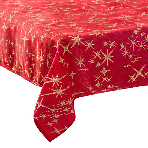 Feeric Lights And Christmas Nappe étoiles de Noël Caneva - L. 140 x l. 360 cm - Rouge et doré