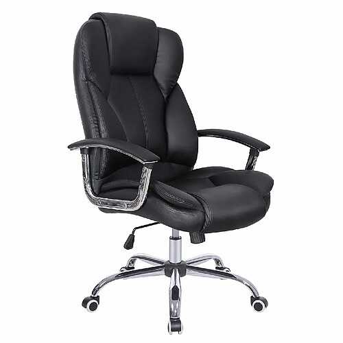 SONGMICS Fauteuil de bureau, Large assise rembourrée, avec Appui-tête, Hauteur réglable, Ergonomique, Noir OBG57B