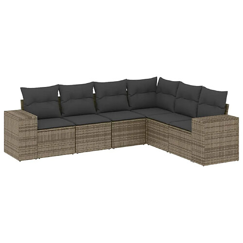 Maison Chic Salon de jardin 6 pcs avec coussins | Ensemble de Table et chaises | Mobilier d'Extérieur gris résine tressée -GKD68289