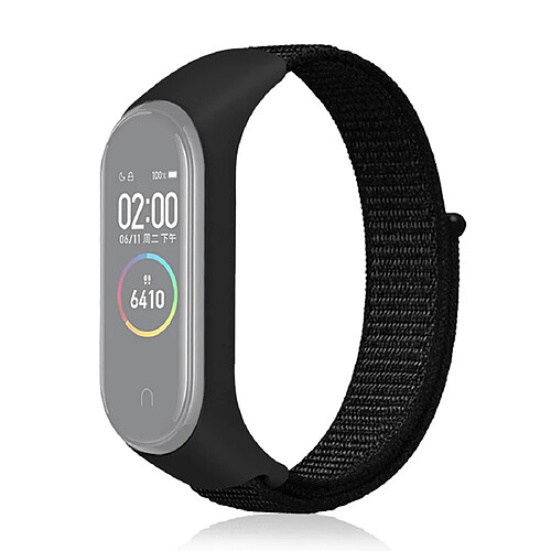 Wewoo Bracelet pour montre connectée Smartwatch en tissé nylon Xiaomi Mi Band 3/4 Noir