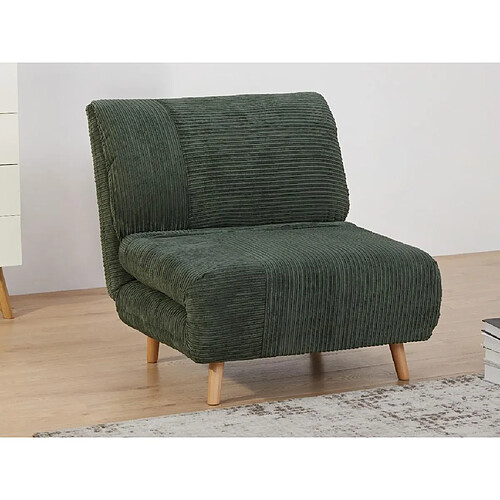 Vente-Unique Fauteuil convertible en velours côtelé PALULA - Vert foncé