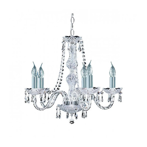 Searchlight Chandelier sans abats jours Hale Cristal Chrome 5 ampoules 54cm