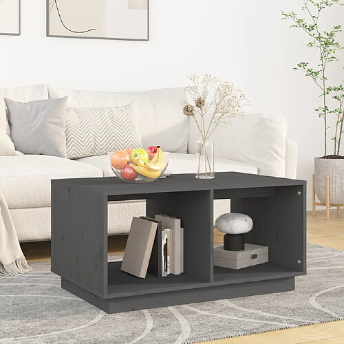 vidaXL Table basse Gris 80x50x40 cm Bois massif de pin