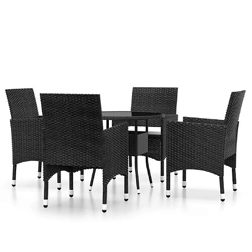 Maison Chic Salon de jardin de salle à manger 5 pcs,Table et Chaises d'extérieur,Mobilier de jardin Résine tressée Noir -MN84918