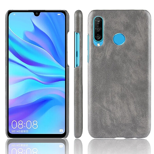 Wewoo Coque PC + PU antichoc Litchi Texture pour Huawei P Smart + 2019 Gris