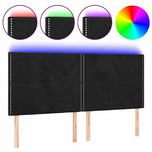 Maison Chic Tête de lit moderne à LED lumineuse pour chambre - Décoration de lit Noir 160x5x118/128 cm Velours -MN17856