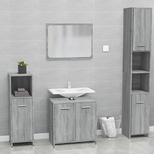 vidaXL Meubles de salle de bain Sonoma gris Bois d'ingénierie