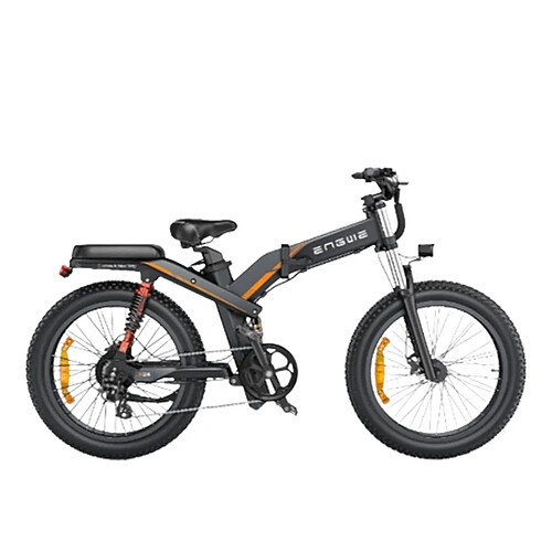 ENGWE X24 Vélo électrique pliable, triple suspension, Dual Batterie 19,2 Ah + 10 Ah, Noir