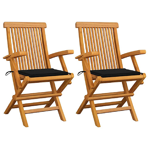 vidaXL Chaises de jardin et coussins - Lot de 2