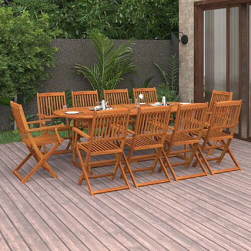 vidaXL Ensemble à manger de jardin 11 pcs 220x90x75 cm bois d'acacia