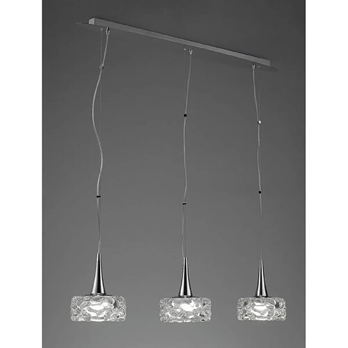 Luminaire Center Suspension O2 3 Ampoules E27 Line Large, chrome poli