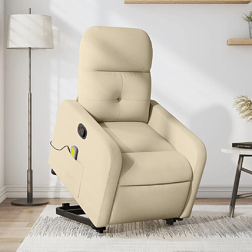 vidaXL Fauteuil inclinable de massage Crème Tissu