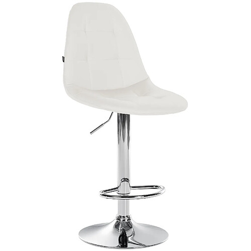 Decoshop26 Tabouret de bar x1 avec repose-pieds hauteur réglable pivotant assise en PVC blanc cadre métallique chromé 10_0004827