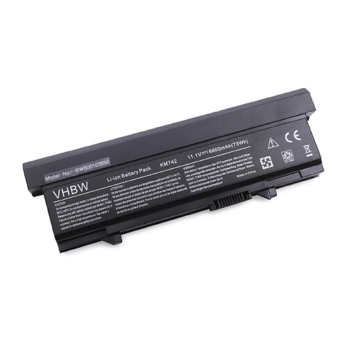 vhbw batterie compatible avec Dell Latitude E5400, E5410, E5500, E5510 laptop (6600mAh, 11.1V, Li-Ion, noir)