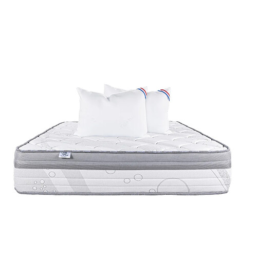 LUXURY LITERIE Matelas 140x200 cm, Relaxation, 26cm, Ressorts Ensachés, Mousse Haute Densité, ergonomique, Soutien ferme + 2 Oreillers