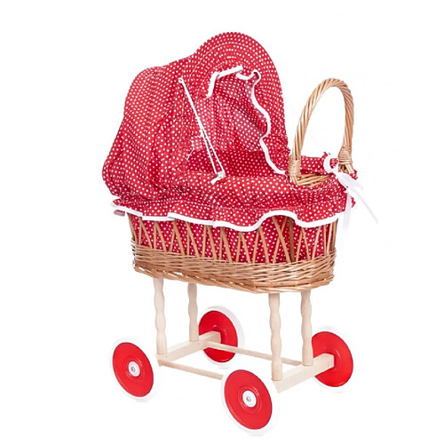 Egmont Toys Landau en osier a pois rouges et blancs