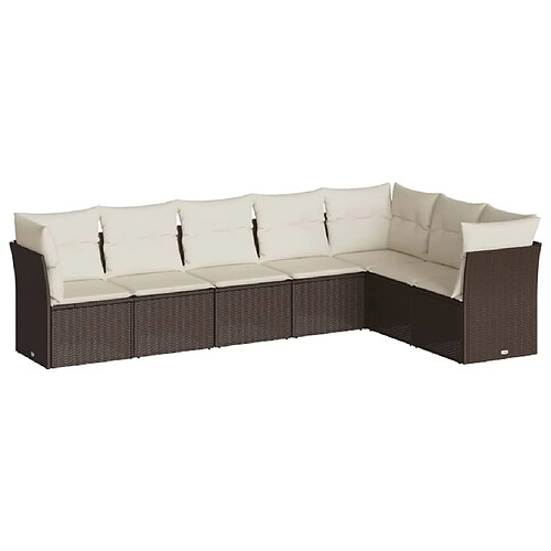 Maison Chic Salon de jardin avec coussins 7 pcs, Ensemble Tables et chaises de jardin, marron résine tressée -GKD766636