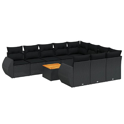 Maison Chic Salon de jardin 11 pcs avec coussins, Ensemble Tables et chaises d'extérieur noir résine tressée -GKD693315