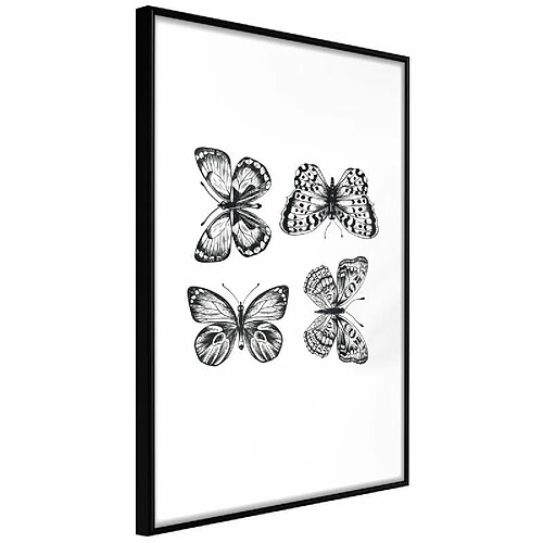 Paris Prix Affiche Murale Encadrée Butterfly Collection IV 30 x 45 cm Noir