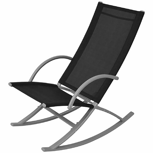 Maison Chic Lot de 2 Chaises à bascule de jardin Acier et textilène Noir -MN48199