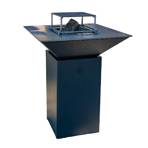 GRILL CHIC PACK PRINTEMPS Braséro barbecue Le Cévenol 74x74x90 cm à DOUBLE CUVE alu gris anthracite