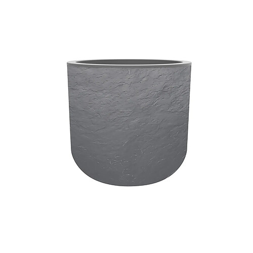 Pot de fleurs rond en plastique Volcania UP gris galet - Ø 40 cm - Eda