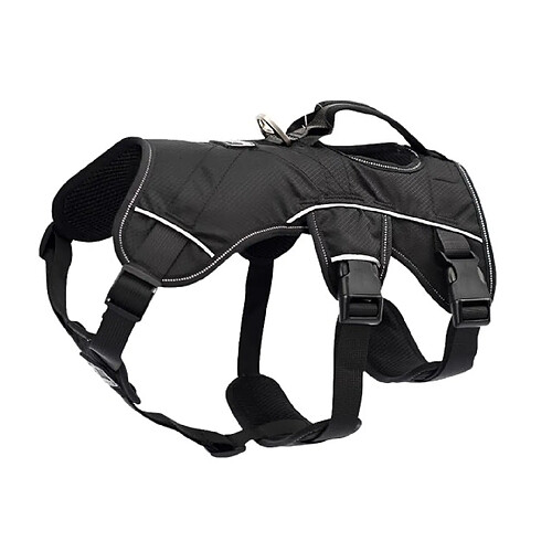 Universal Large chien harnais nylon réflecteur animal de compagnie grand chien serrage réglable, pas de tirage pour chien gilet pour chien de taille moyenne grand bulldog bulldog | Lides (noir)