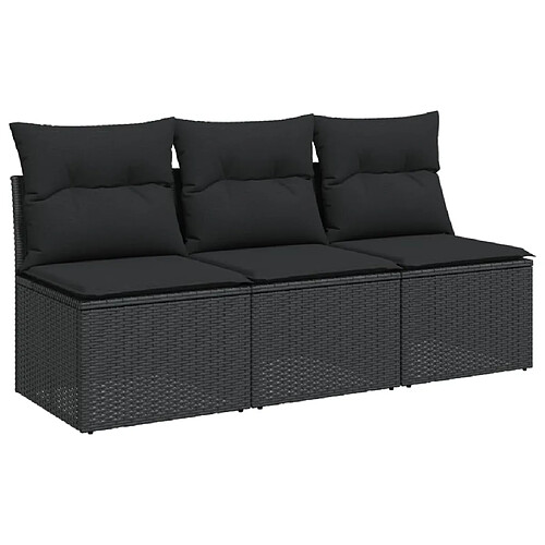 Maison Chic Canapé de jardin avec coussins 3 places | Canapé d'extérieur | Fauteuil,Banquette Jardin noir résine tressée -MN71642