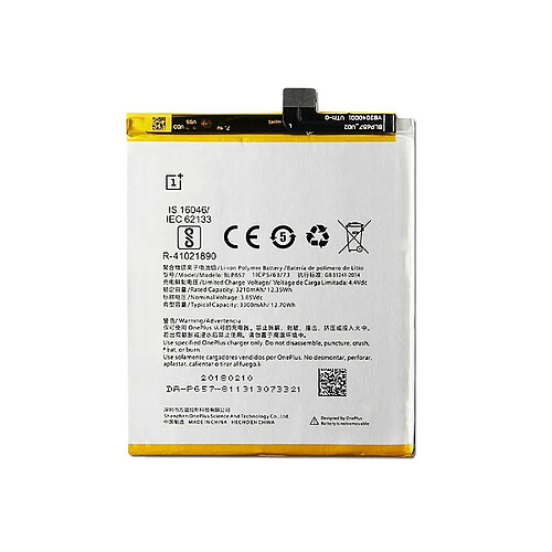 Batterie Originale BLP657 Capacité 3300mAh Pour le Oneplus 6 A6000 A6003 in Bulk