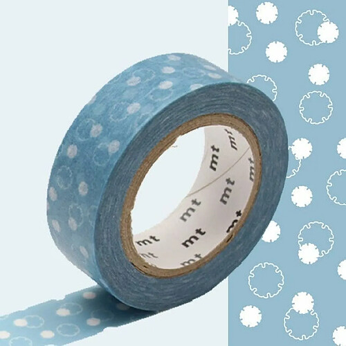 Masking tape fleur de coton - Bleu - 1,5 cm x 7 m