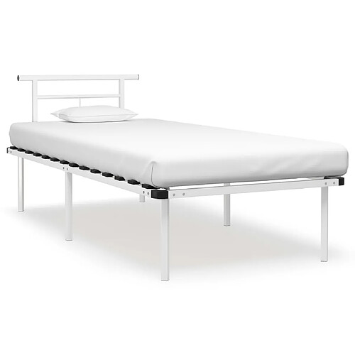 Maison Chic Lit adulte - Lit simple Cadre de lit,Structure du lit Contemporain Blanc Métal 90x200 cm -MN63427