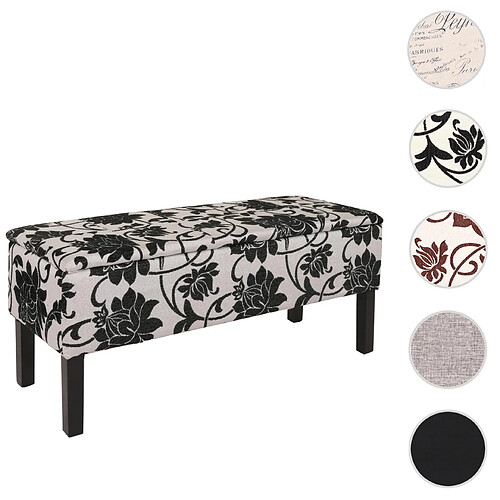 Mendler Banc/coffre de rangement Renens, 95x36x44, tissu ~oir