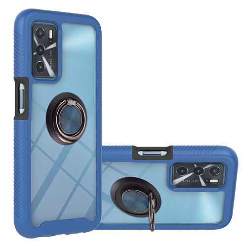 Coque en TPU anti-griffes avec béquille à anneau rotatif, bleu pour votre Oppo A16/A16s/A54s