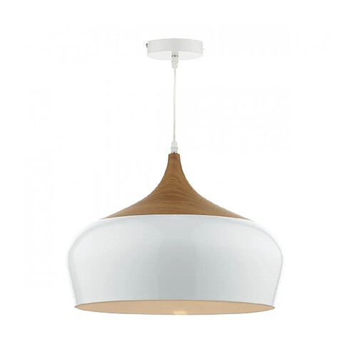 Luminaire Center Suspension Gaucho verre blanc et bois 1 ampoule