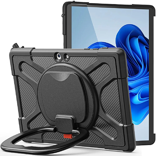 Coque en silicone anti-griffes avec béquille pivotante, noir pour votre Microsoft Surface Go/Go 2/Go 3 10.5 pouces