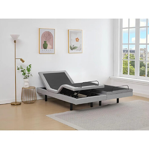 Vente-Unique Sommier électrique de relaxation déco - 2 x 90 x 200 cm - Tissu - Gris - ALPANA de YSMÉE