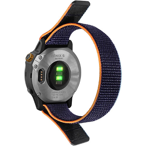 Bracelet en nylon respirant, 20mm, réglable, bleu marine pour votre Garmin Fenix 6S