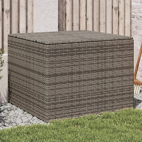 vidaXL Boîte de rangement de jardin gris 291L résine tressée