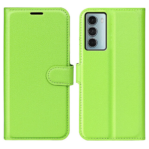 Etui en PU texture litchi, fermeture aimantée avec support vert pour votre Motorola Moto G200 5G