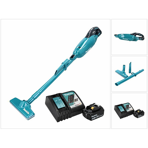 Makita DCL 281 FRT1 Aspirateur sans fil 18 V, Brushless + 1x Batterie 5,0 Ah + Chargeur