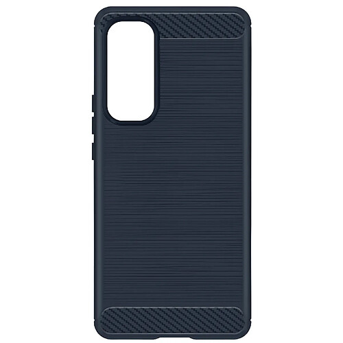 Avizar Coque pour Samsung Galaxy A55 Flexible Effet Carbone Bleu Nuit