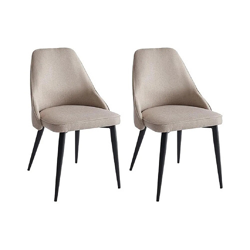 Vente-Unique Lot de 2 chaises en tissu et métal - Crème - EZRA