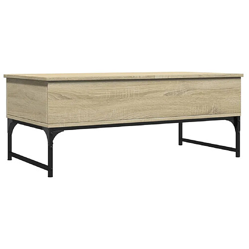 ComfortXL Table Basse Chêne Sonoma 100x50x40cm Bois D'ingénierie Et Métal