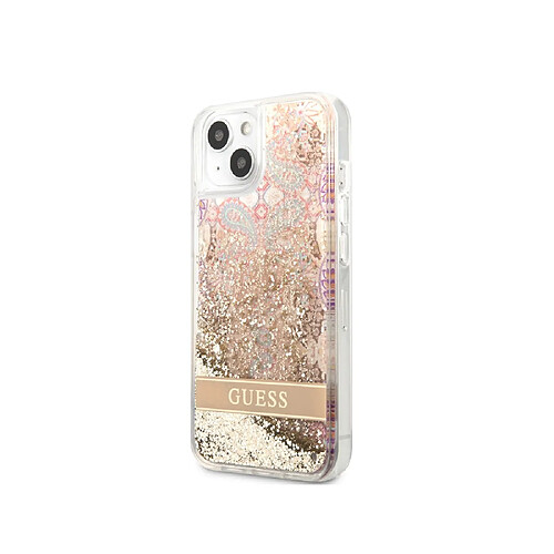 Guess Maroquinerie Guess Coque pour Apple iPhone 14 Plus Flowers à paillettes flottantes Dorée