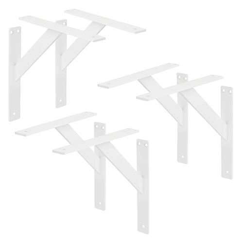 ML-Design 6x Support étagère murale fixation flottante aluminium blanc robuste 240x240 mm