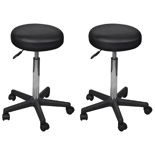 vidaXL Tabourets de bureau lot de 2 Noir 35,5x84 cm Similicuir