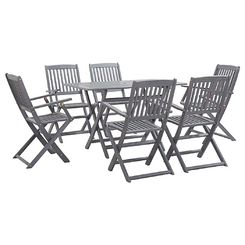 vidaXL Ensemble à manger de jardin 7 pcs Bois d'acacia massif Gris